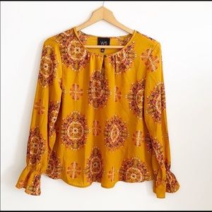 W5 💛🧡🤎Mustard print blouse